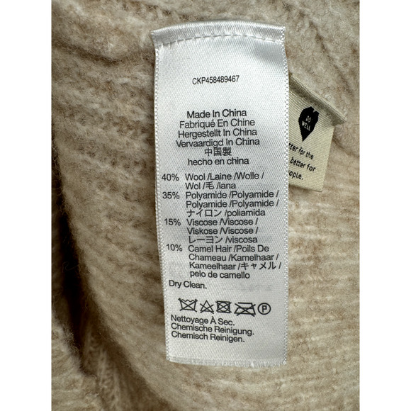 Madewell Women's Beige Wool Blend Chunky Fuzzy Knit Pullover Preppy Cozy Sweater - Picture 3 of 6